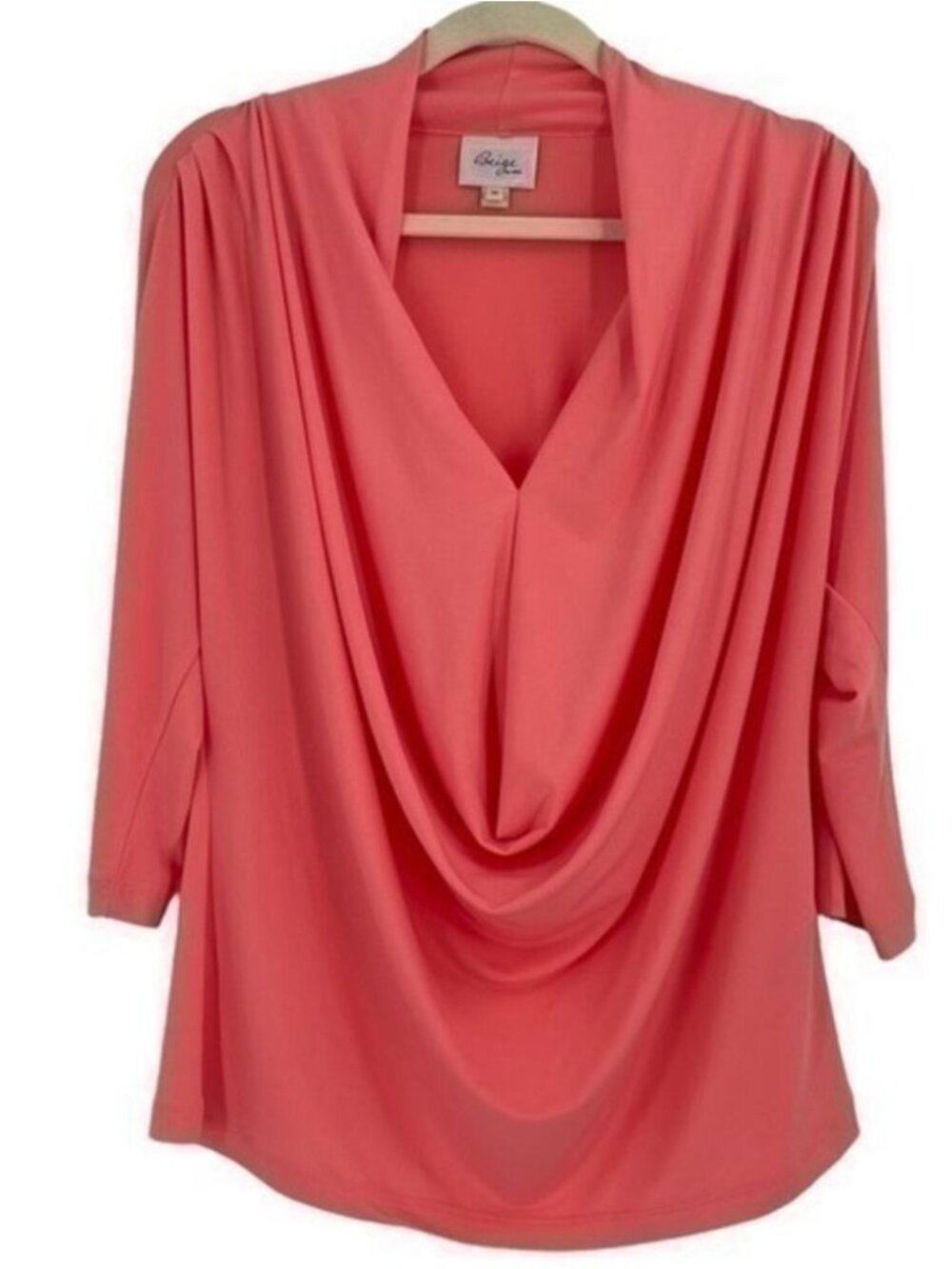 BEIGE Draped Neck Pick Blouse top